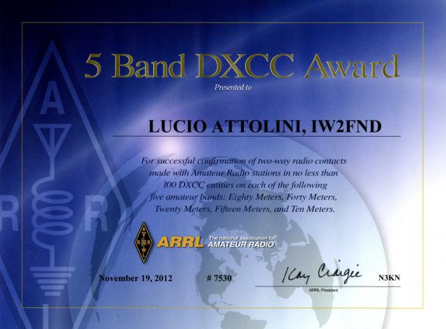 5 Bands DXCC 2012